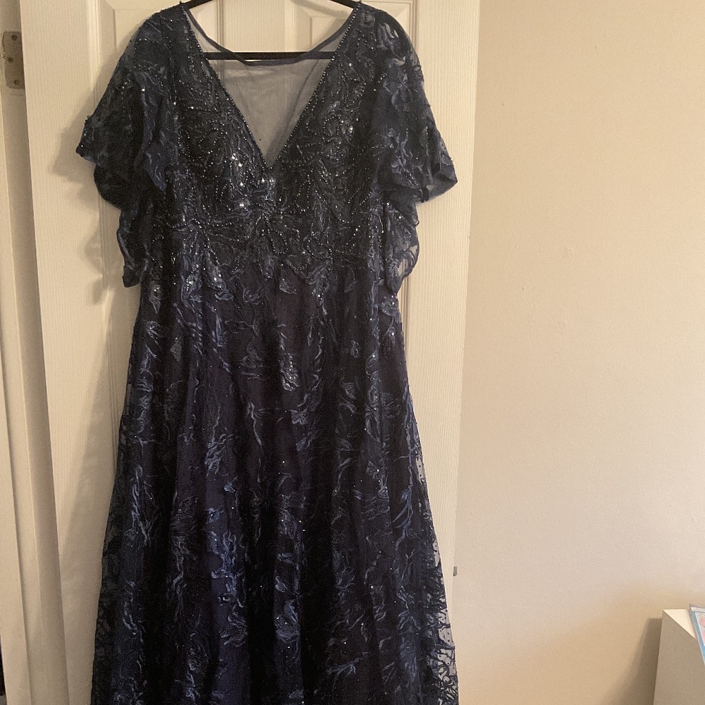 Mac Duggal Embellished Ruffled Mesh Gown